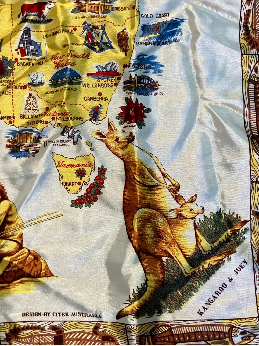Vintage Australia Map Design Wildlife Scarf